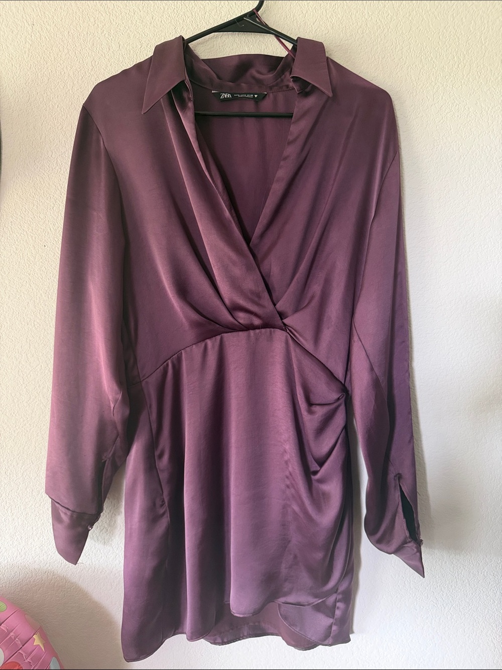 Zara Plum Satin Wrap Dress